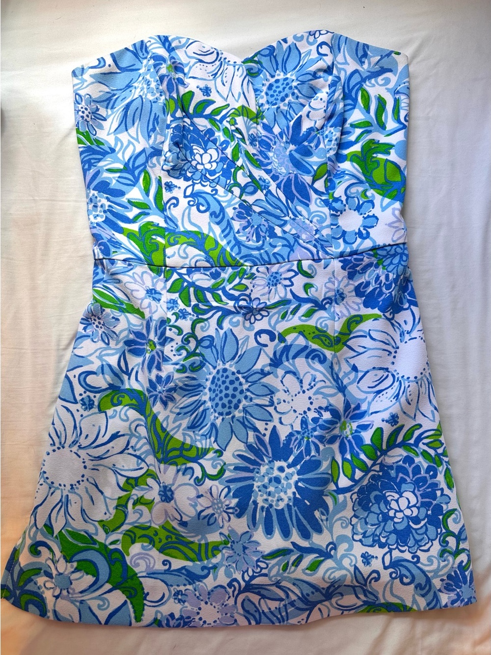 Lilly Pulitzer Strapless Mini Dress, Blue Floral Pattern